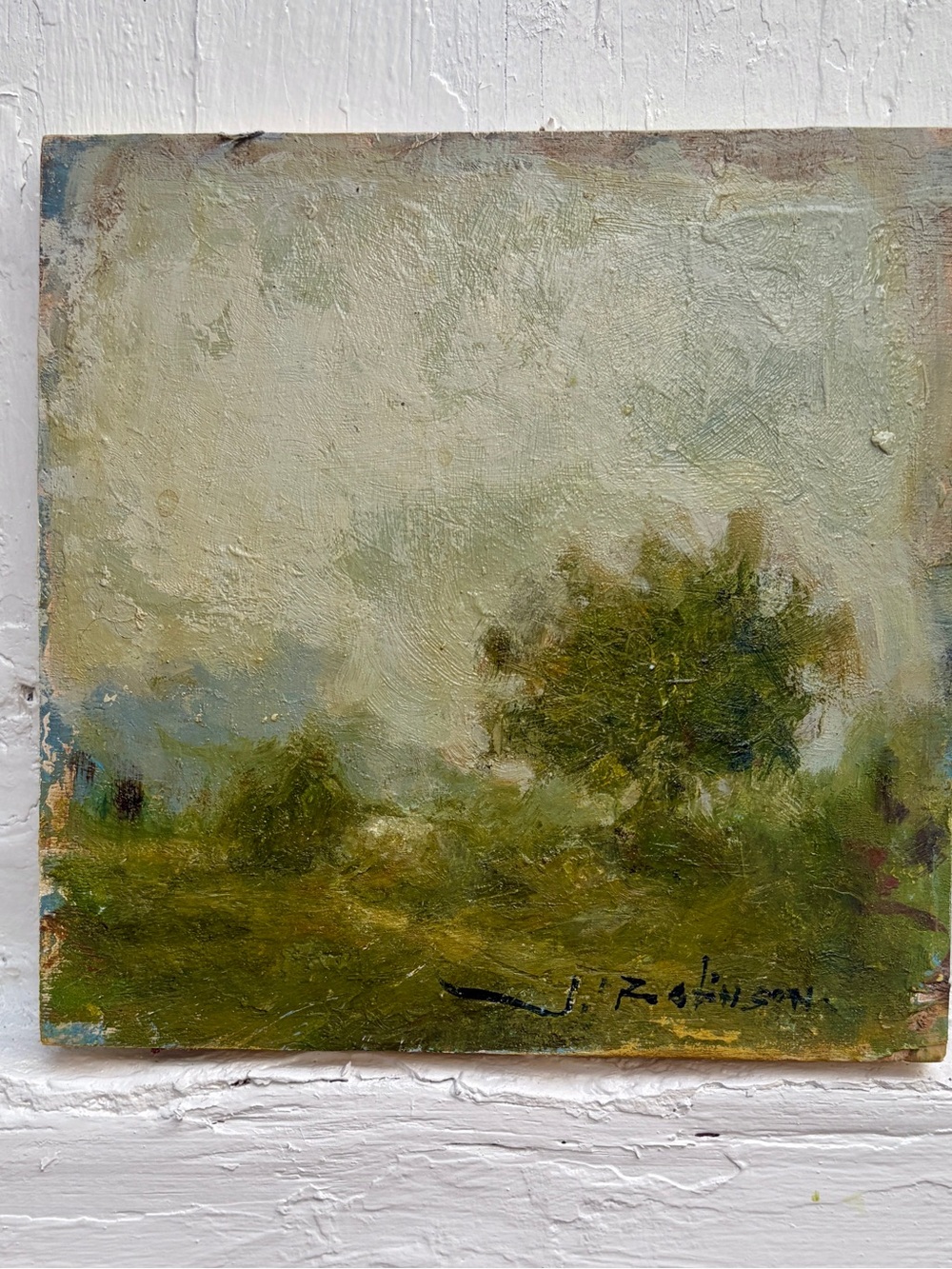 Original! Signed Original Green Landscape Oil Painting by Julie A. Robinson